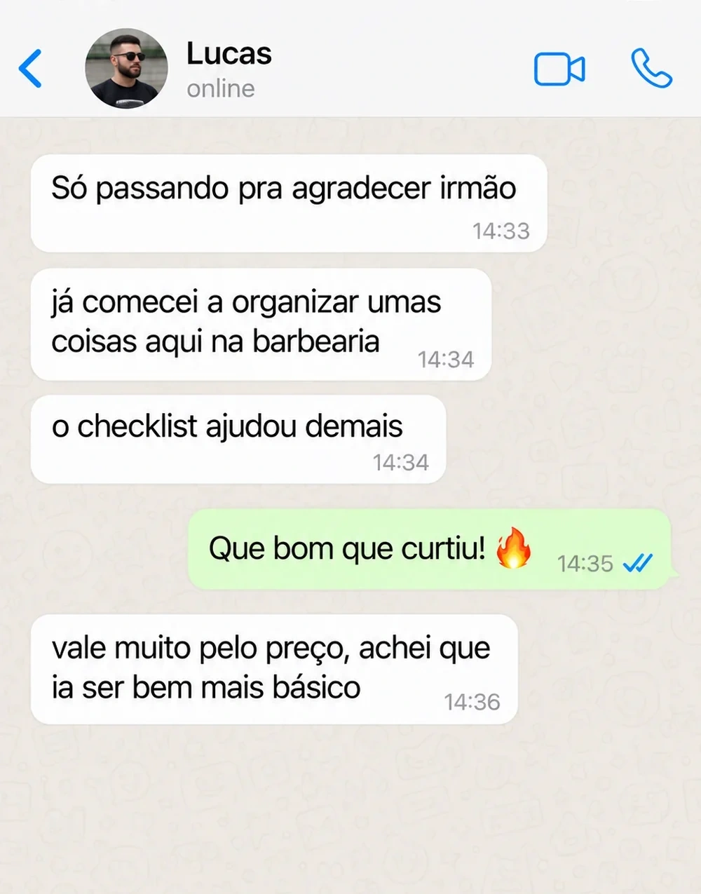 Conversa ilustrativa sobre situações da rotina de uma barbearia 1