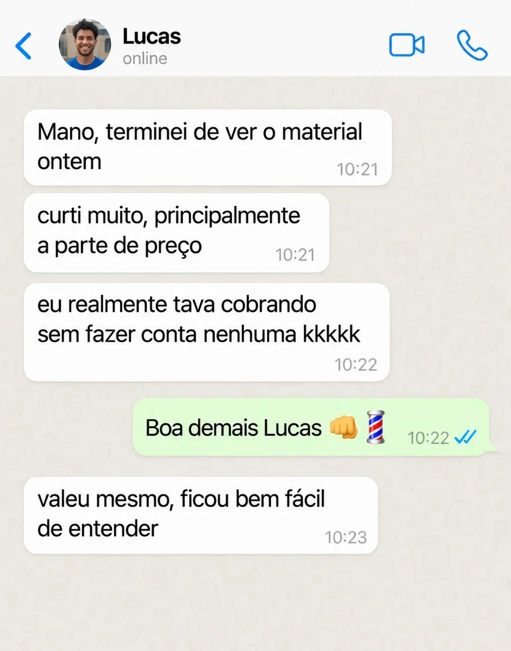 Conversa ilustrativa sobre situações da rotina de uma barbearia 2