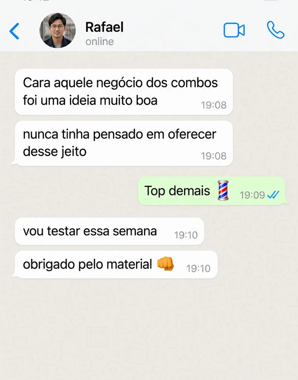 Conversa ilustrativa sobre situações da rotina de uma barbearia 3