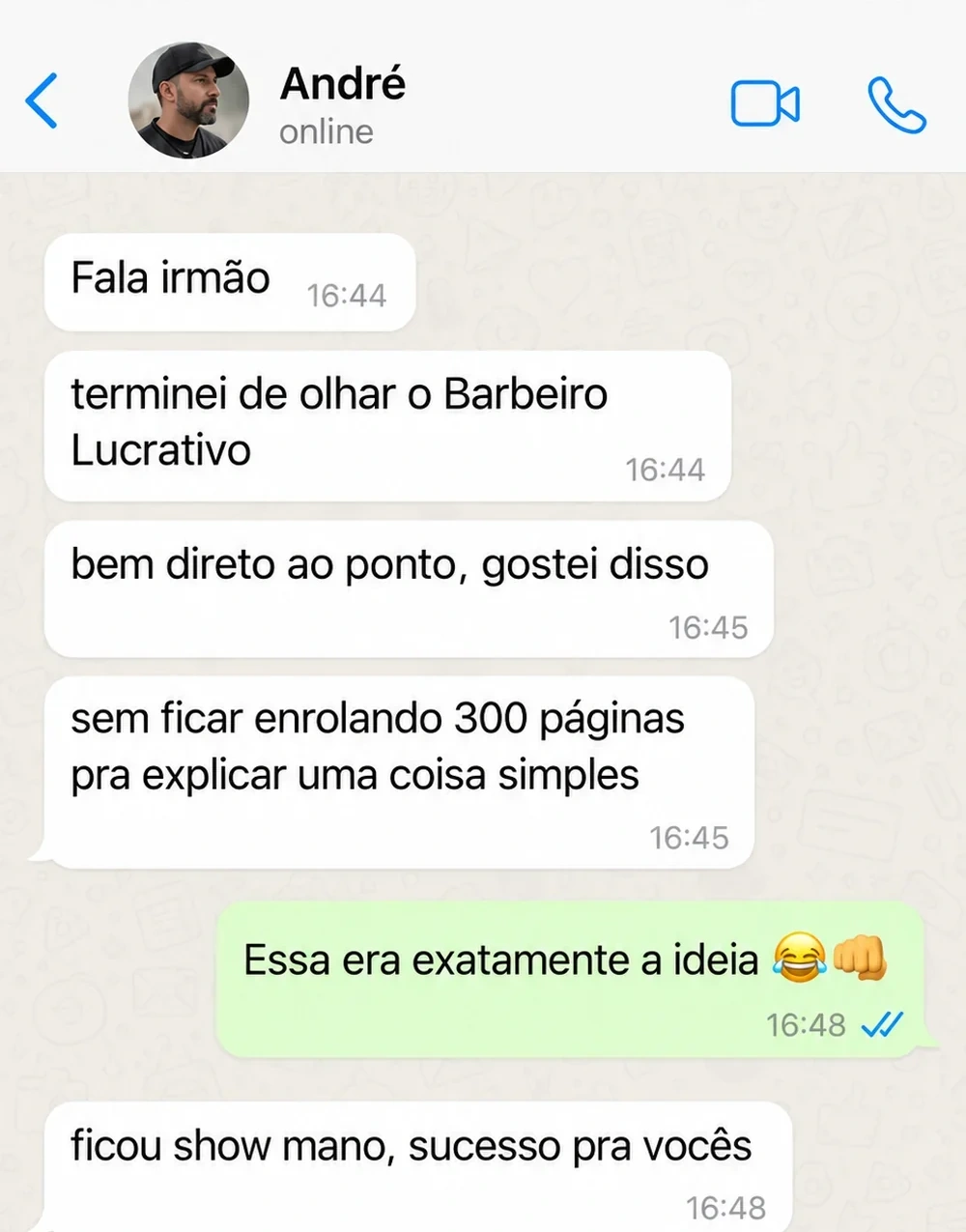 Conversa ilustrativa sobre situações da rotina de uma barbearia 4
